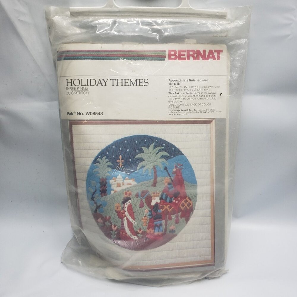 Vintage Bernat Holiday Themes Three Kings Christmas 1979 Stitch Kit W08543